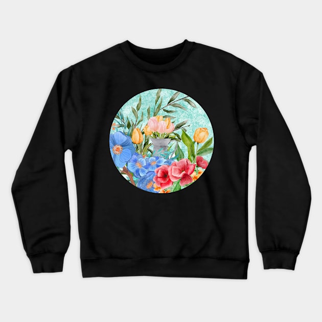 Watercolor floral garden Crewneck Sweatshirt by PrintAmor